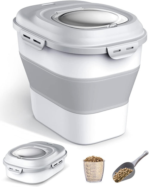 Somkaco 30-35 Lbs Dog Food Storage Container Collapsible Dog Food Container with Airtight Lids, Wheels, Scoop, Large Pet food storage for Dog, Cat and Other Pet