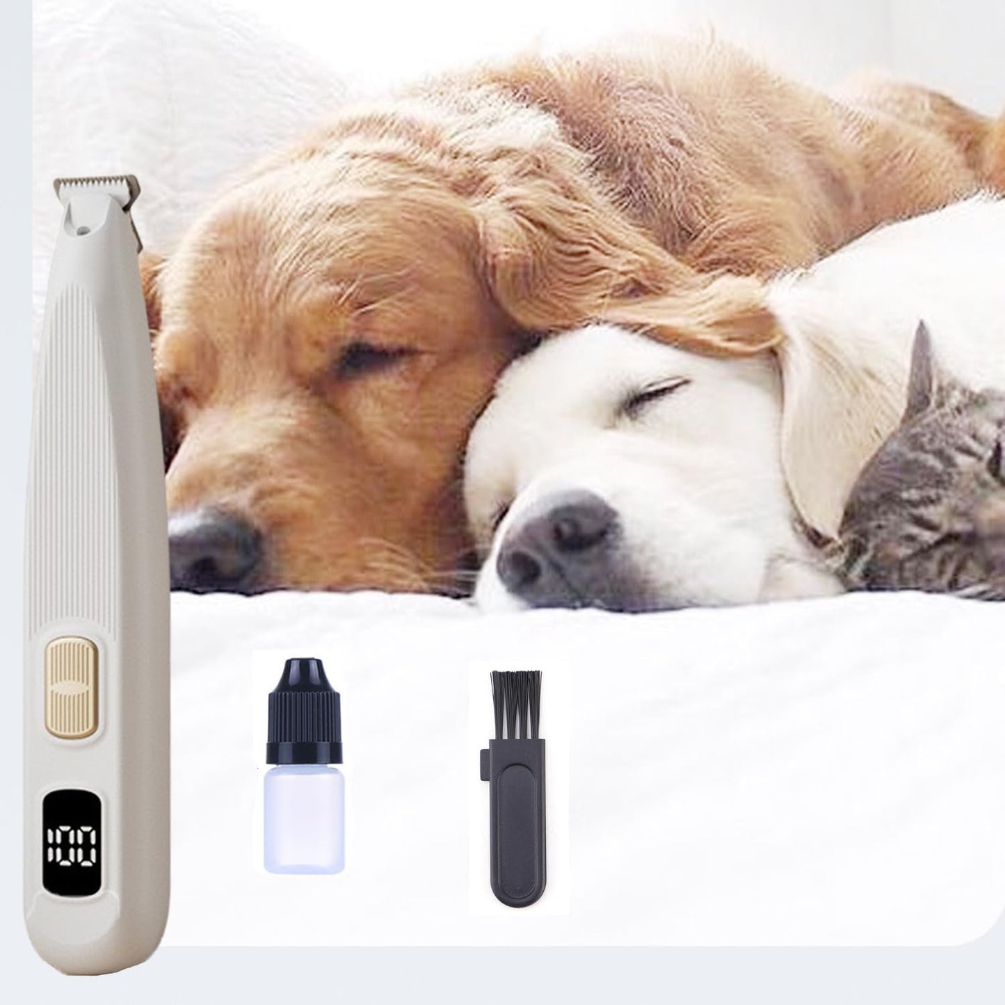Lqucwepp Electric Pet Paws Trimmer with Light,Washable Dog/Cat Hair Clipper Low Noise Waterproof Trimmer Grooming Shaver Pet Razor for Pets, Eyes, Face, Ears, Paw