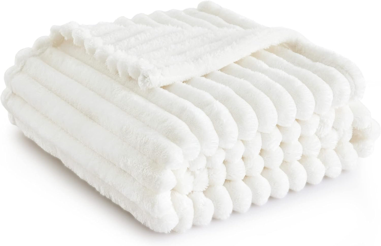 Bedsure Throw Blanket Living Room Home Decor- Gift for Mom Women Men, Soft Fluffy Fleece Cozy Fuzzy Plush Warm White Couch Bed Blanket, Bedroom Summer Decor Gifts for Him Her, 50x60