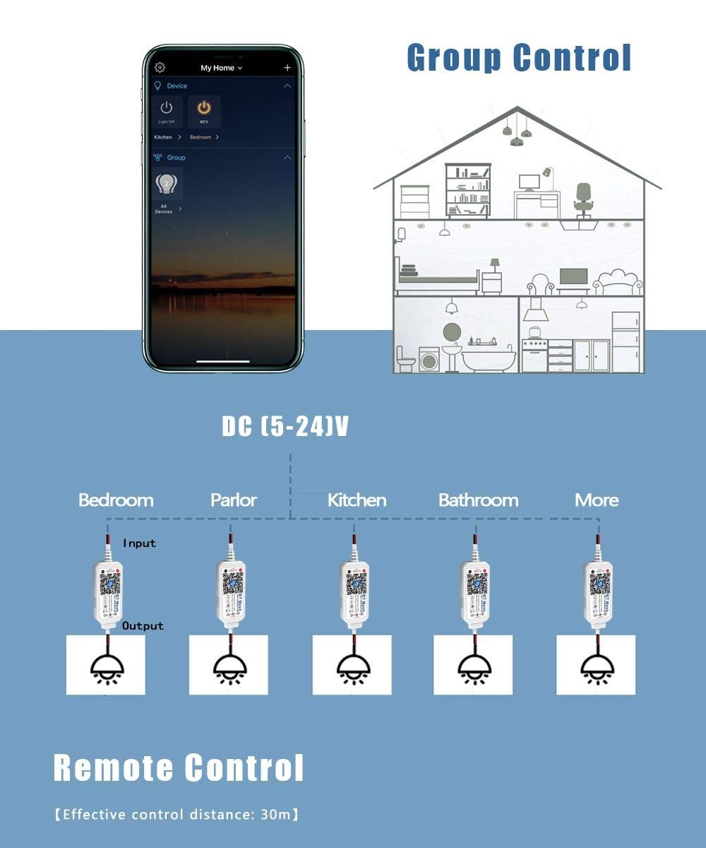 Smart DC 12V Dimmer Switch for LED RV Lights Interior, Halogen, Incandescent - RV Accessories, Auto, Truck, Camper, Puck and Strip Lighting