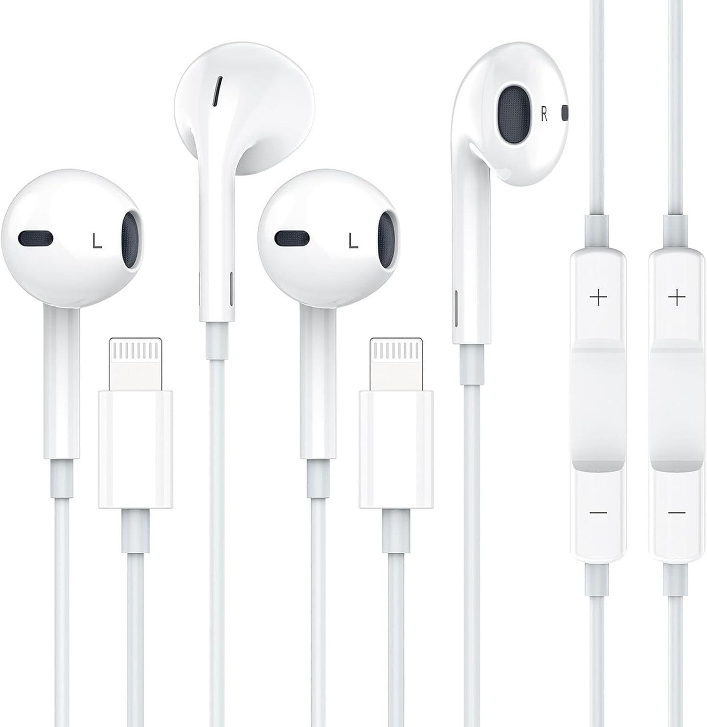 Apple Earbuds with Lightning Connector, 2Pack iPhone Wired Earphones [Apple MFi Certified] with Microphone Volume Control Music and Calling Headphones for iPhone 14/13/12/11/SE/X/XR/XS