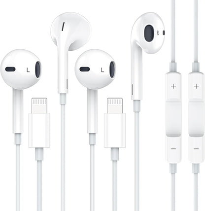 Apple Earbuds with Lightning Connector, 2Pack iPhone Wired Earphones [Apple MFi Certified] with Microphone Volume Control Music and Calling Headphones for iPhone 14/13/12/11/SE/X/XR/XS
