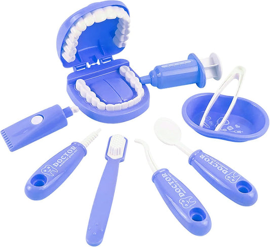 Dental Early Education Brushing Toys, YOUYA DENTAL 9Pcs/Set Children Role Play Toy Crocodile Early Education Cartoon Tooth Brushing Model Preschool Education Toy Dentist Game for Kids Classroom PURPLE