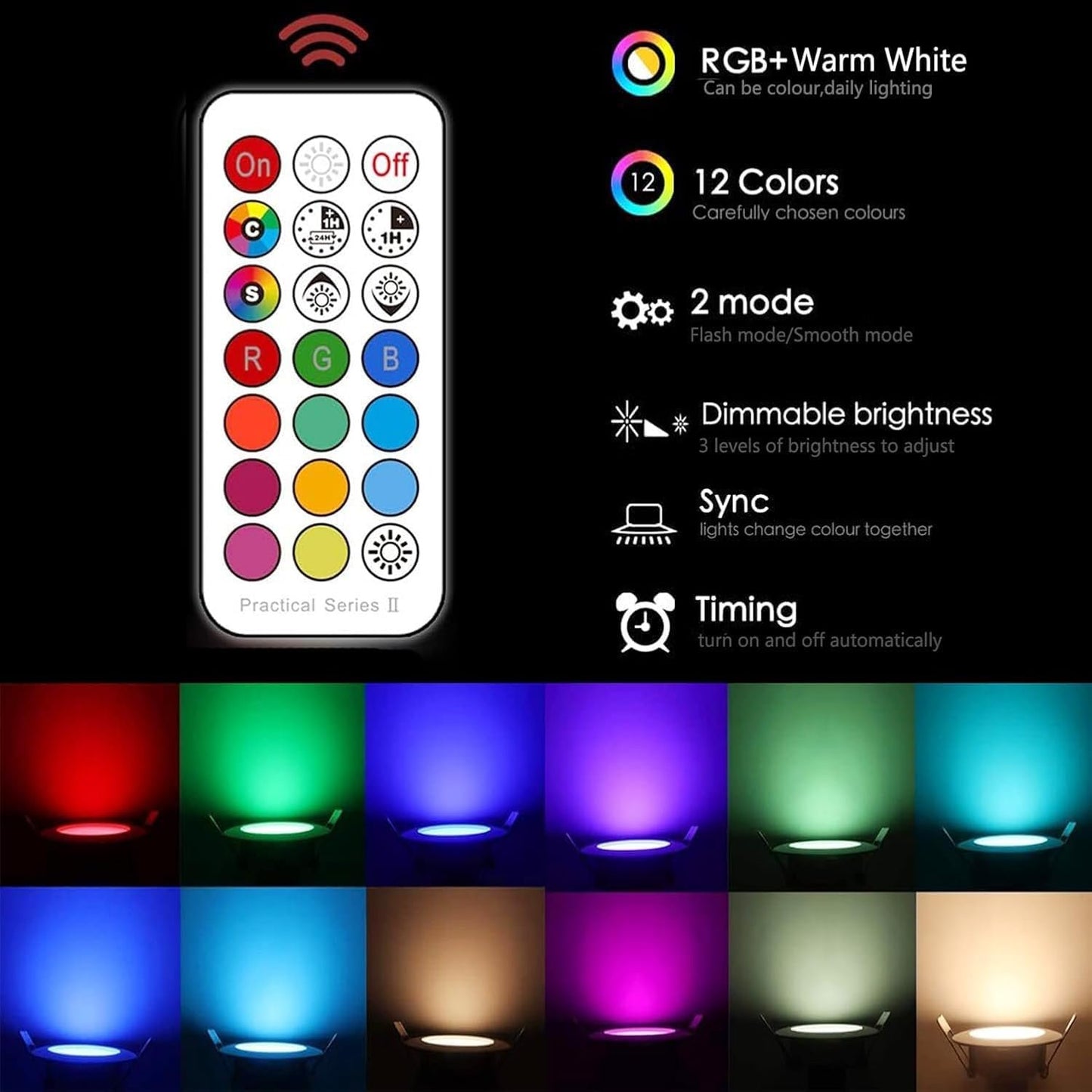 Recessed Lighting 4 Inch Color Changing Pot Lights 12W LED Downlights,1050Lumens Recessed Ceiling Light,RGB & Warm White 2700K Dimmable by Remote Control,Timer - 12 Color Choices - 2 Modes,12 Pack