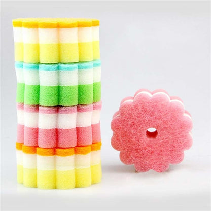 QTANZIQI Floral Home Cleaning Essential: Spugna per piatti a forma di fiore su entrambi i lati in vari colori