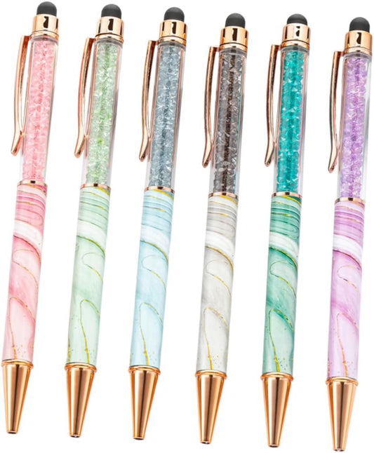 HONMEET Touchscreen Ballpoint Pens 6pcs Luxury Stationery Executive Writing Pens for Women Red Ink