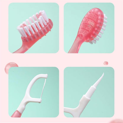 5 in 1 Mini Toothbrush & Floss & Tongue Scraper & Toothpick Set, Individually Wrapped, Portable Oral Care for Travel Work, Mix 4 Flavors (1 Pcs)