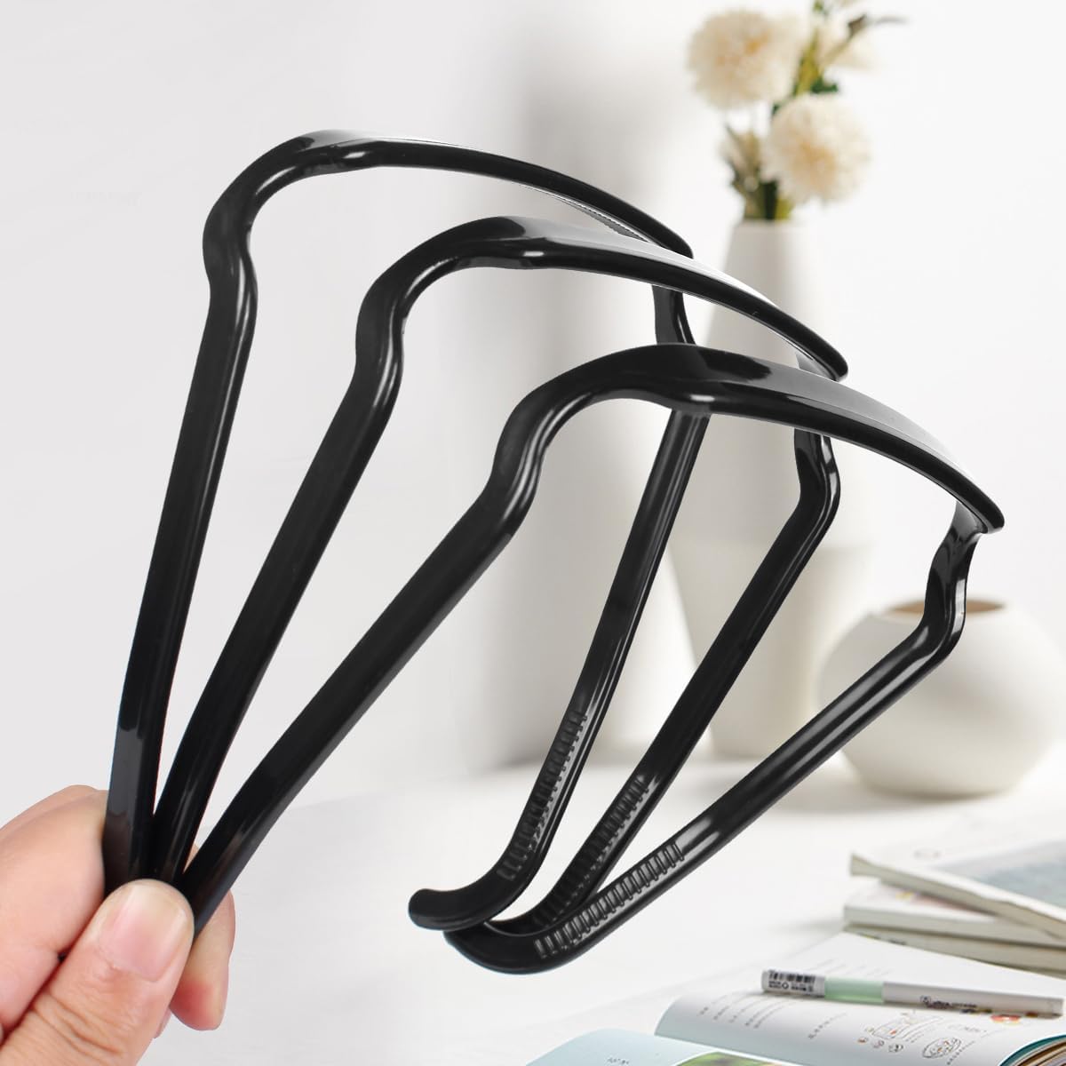 Reayou 3PCS Curly Headband, Makeup Headband for Women,Fashion Curly Hair Thick Hair Band, Curly Hairstyle Fixing Tool, Invisible Hair Hoop That Fits Like Sunglasses, for Skin Care, Makeup Removal..