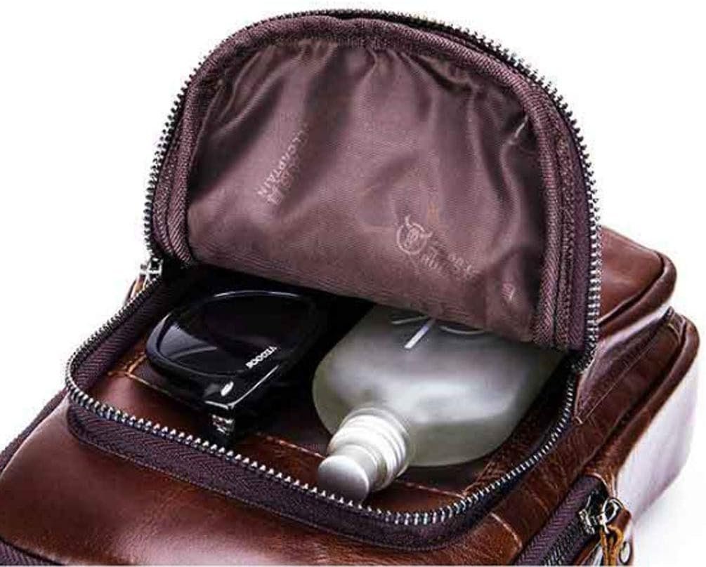 Xieben Vintage Leather Sling Chest Bag Crossbody Pack for Men Women Travel Outdoor Shoulder Pack Backpack Daypack
