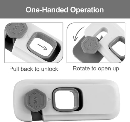 BECOMTO 5 Pack Childproof Refrigerator Lock,Baby Safety Fridge Door Lock,Freezer Lock Apply to Max 1"(25mm) Sealing Strip,Cabinet Cupboard Lock for Toddlers,Easy to Install,No Tools Need or Drill,Grey