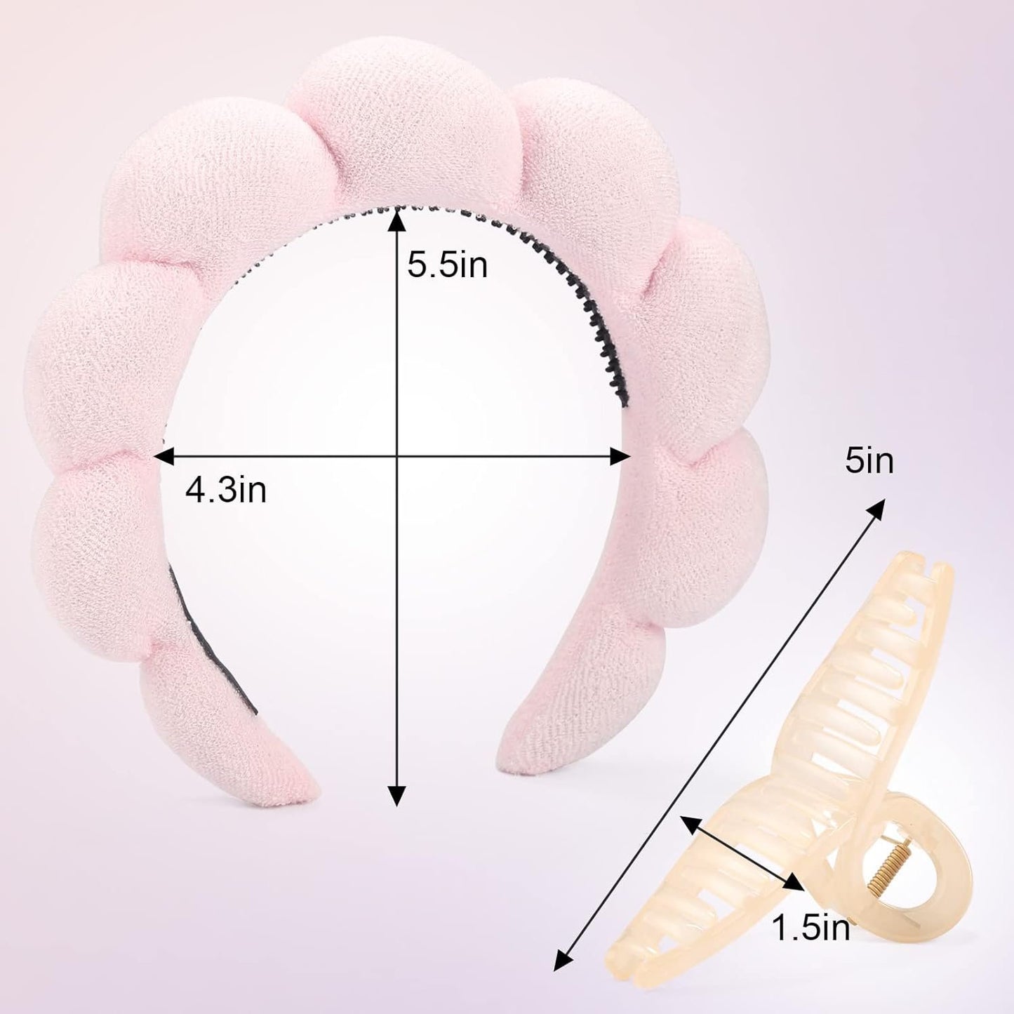 BESTOOL Skin Care Headband for Washing Face,Non-slip Face Wash Headband Sponge Terry Towel Cloth Fabric Bubble Makeup Skincare Headbands for Women Makeup Removal Spa Shower Hair Accessories(Pink)