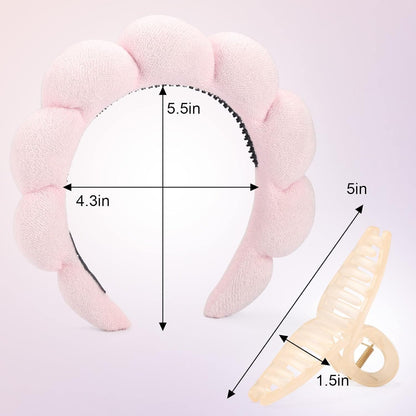 BESTOOL Skin Care Headband for Washing Face,Non-slip Face Wash Headband Sponge Terry Towel Cloth Fabric Bubble Makeup Skincare Headbands for Women Makeup Removal Spa Shower Hair Accessories(Pink)