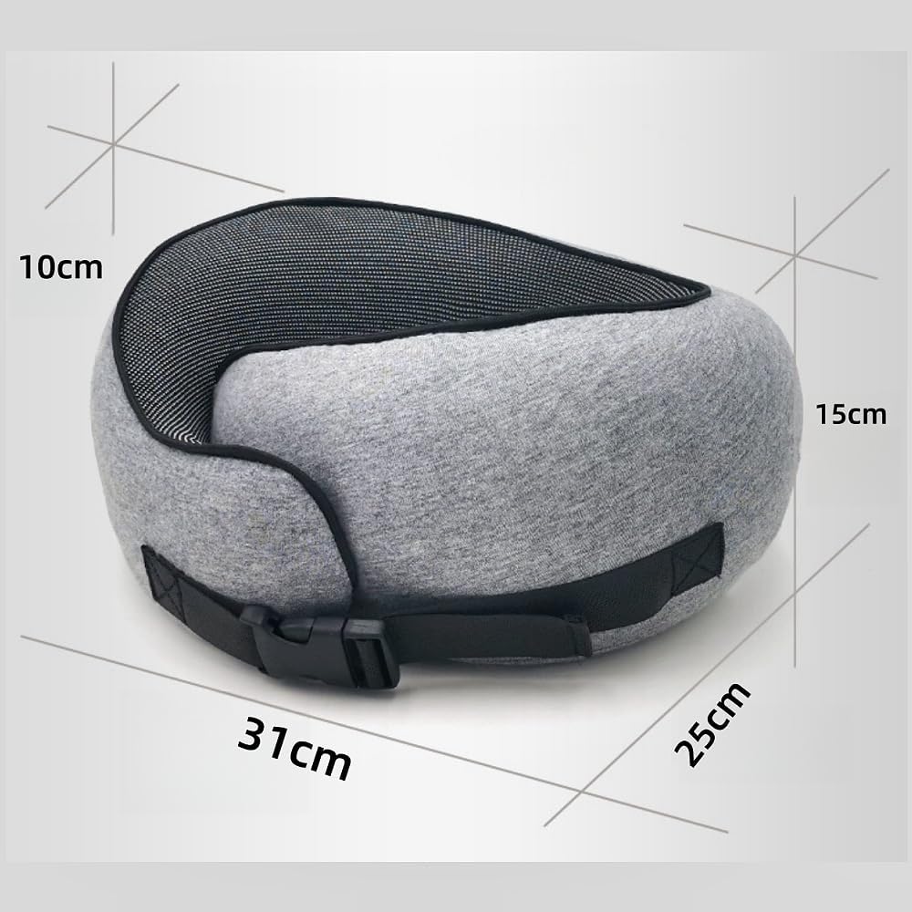 Travel Neck Pillow, Memory Foam Travel Pillow, 360 Degree Comfort and Breathable, Stowable U-Shaped Pillow Neck & Head Support, Portable Pillows for Airplane, Cars, Office (Pink, Velcro)