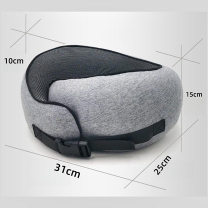 Travel Neck Pillow, Memory Foam Travel Pillow, 360 Degree Comfort and Breathable, Stowable U-Shaped Pillow Neck & Head Support, Portable Pillows for Airplane, Cars, Office (Pink, Velcro)