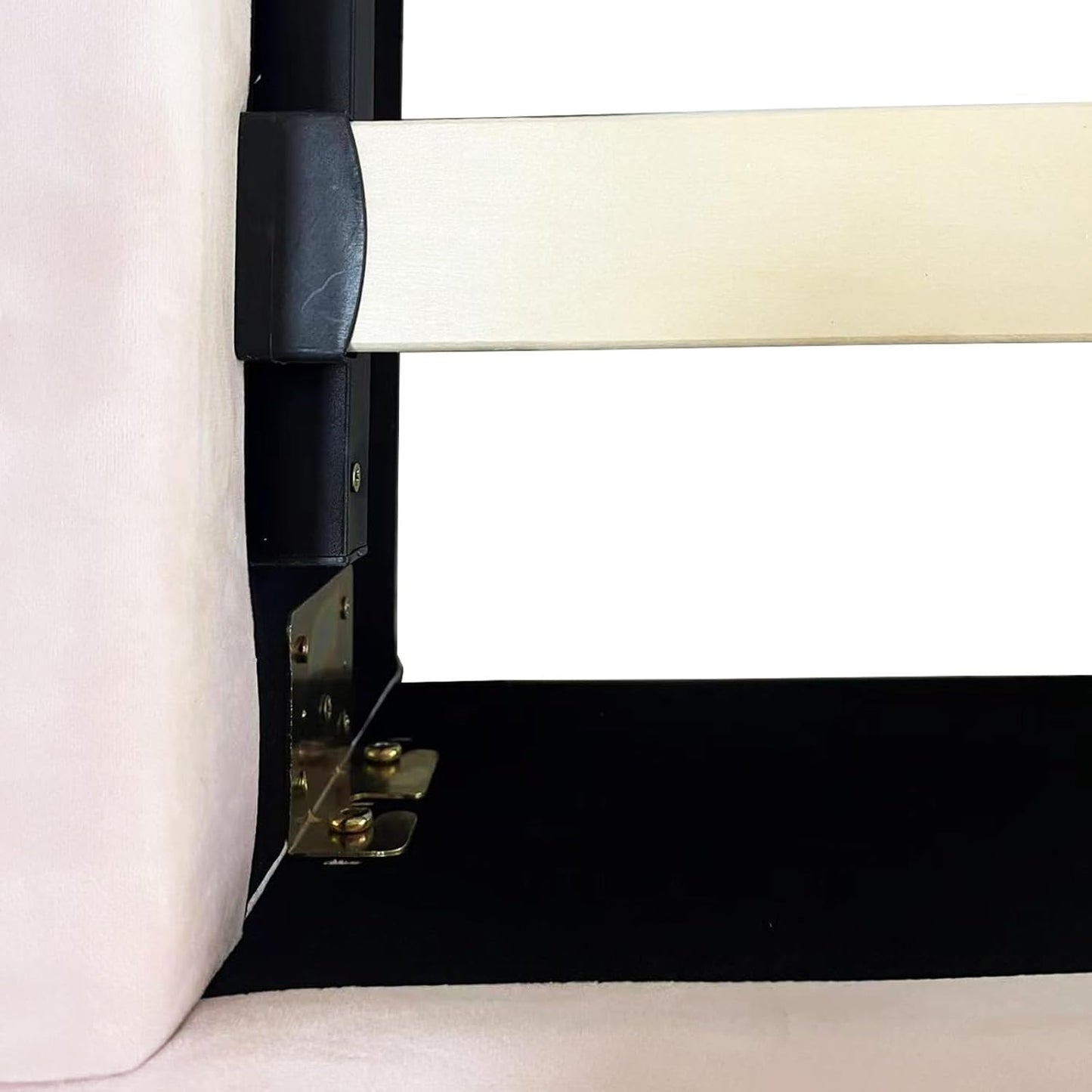 Pink Velvet Upholstery Quality Slats Metal Structure Bed Frame in Double Size