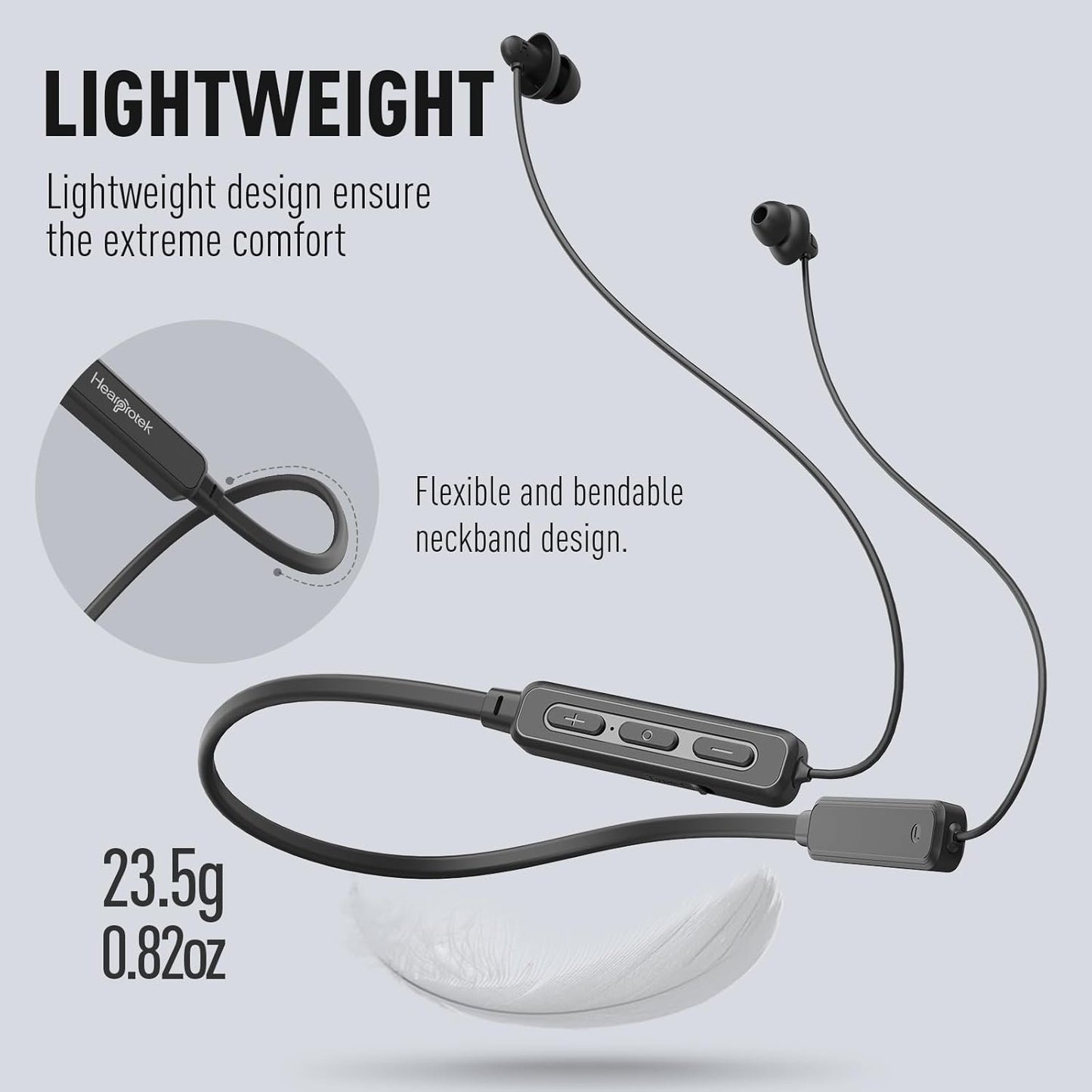 Hearprotek Wireless Earbuds Headphones for Sleeping, Bluetooth 5.4 Sleep Headphones-Soft and Lightweight in-Ear Earbuds for Sleeping, 25+Hour Playtime, Ideal for Side Sleepers, Meditating(Black)