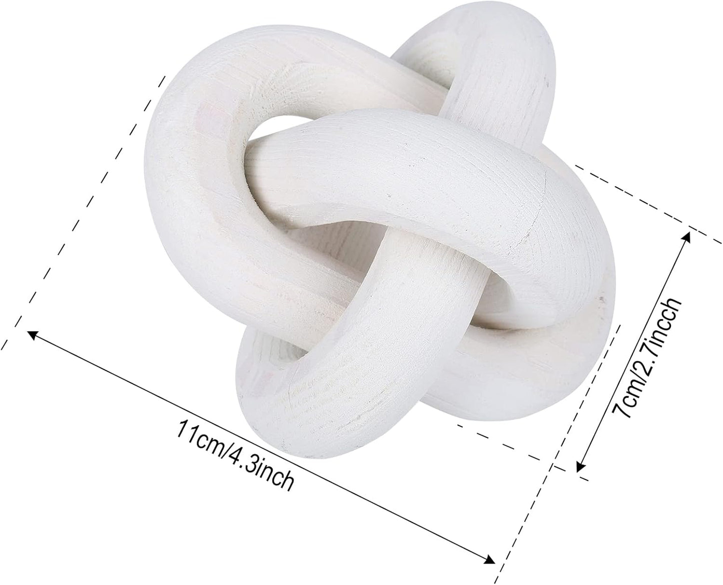 Jlong Wood Knot Decor, 3-Link Wood Chain Link Coffee Table Decor, Small Shelf Decor Accents, Hand Carved Modern Farmhouse Boho Wooden Knot Decorative Chain Wood Decor for Living Room Bedroom Office