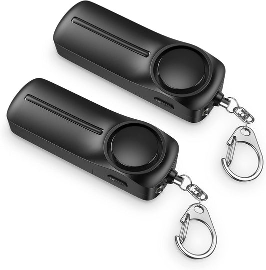 Safe Sound Personal Alarm Keychain for Women Protection - AMIR Safety Siren Keychain Loud Alarm - Personal Alert Device with LED Light - 130 dB Emergency Security Alert Key Chain Whistle - 2 Pack
