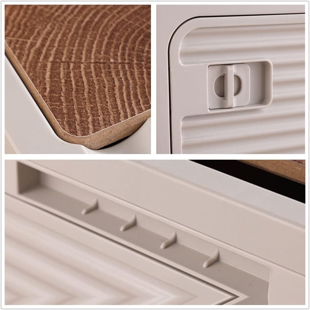 Radefasun Foldable Storage Bins with Wood Lids Plastic Collapsible Storage Box with Cutting Board Portable Stackable Grocery Books Container Folding Latching Storage Crate with Removable Pulley (S)