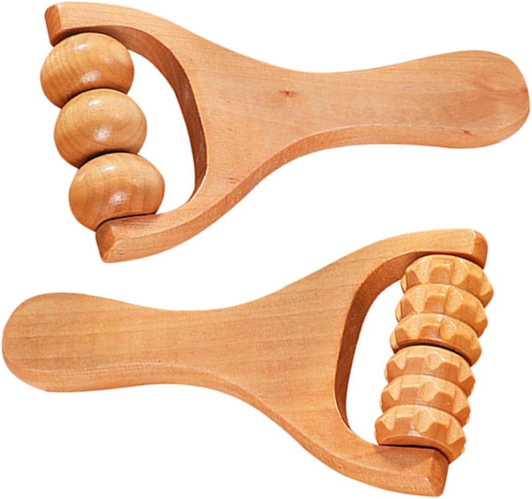 PACKOVE 3 Set Strumento A Rulli Massaggi Massaggianti Attrezzo Portatile Massaggiatore Cervicale Massaggio A Strumento Di Massaggio Manuale Massaggio Alla Fascia Di Legno 2 Pezzi * 3