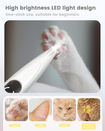 dog paw trimmer,Saffory Dog Trimmer, Pet Paw Trimmer, with LED Light,18 mm Widen Blade, 35 dB Low Noise.(1 pcs)