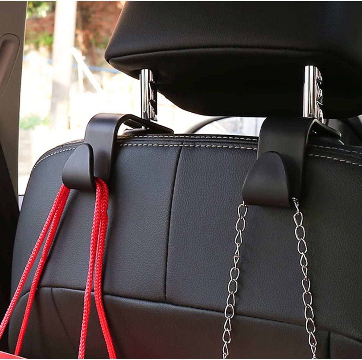 Car Headrest Hook, 4pcs Black Car Headrest Seat Hook Hidden Car Rear Seat Hanger Storage Hooks, Suitable for Hanging Handbags, Wallets Grocery Bags Cloth Kid's Toy Holder Fit Universal Car Vehicle