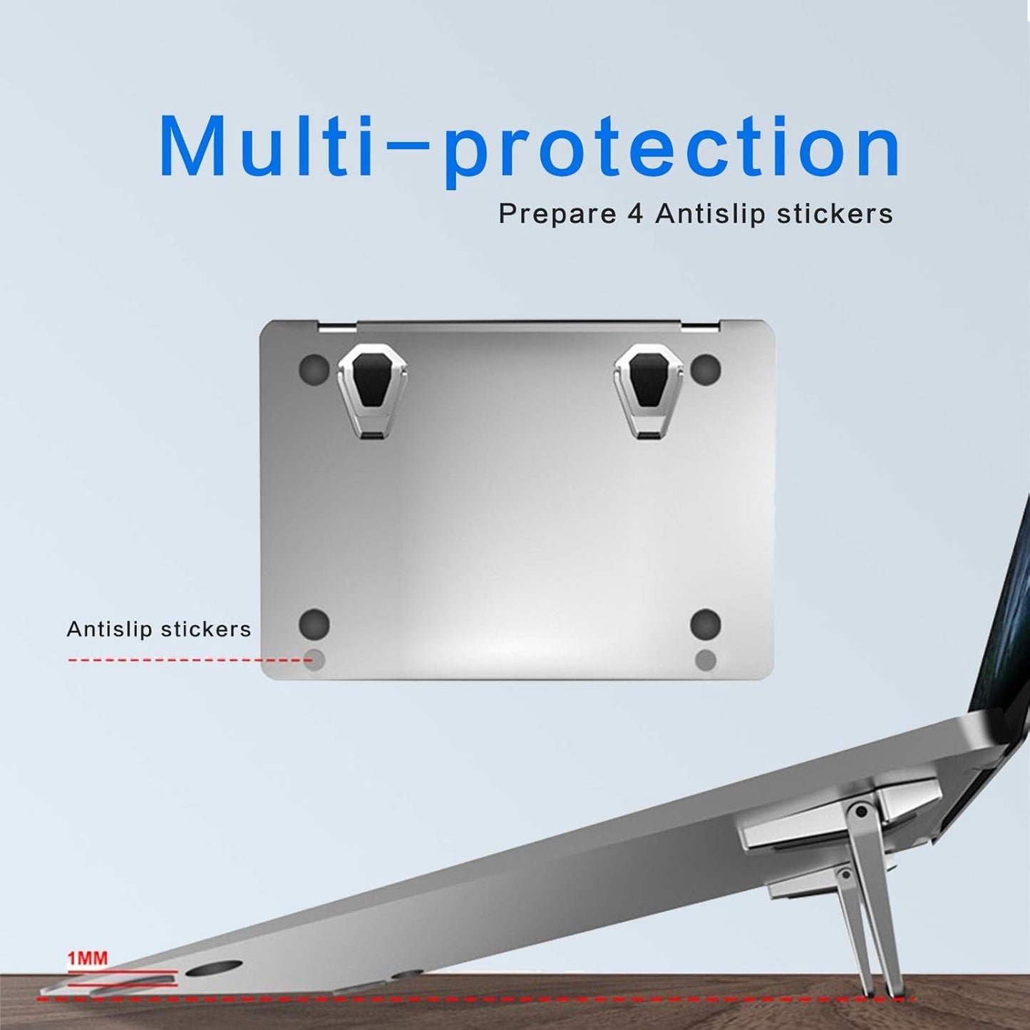 Portable Zinc Alloy Stand, Ergonomic Riser for 12-20 Inches Laptop, Invisible Cooling Mini Stand (Silver-2pieces)