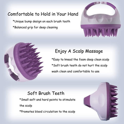 Scalp Massager Shampoo Brush for Dandruff Removal,Hair Brush Scrubber, Hair Washing Scalp Exfoliator Brush for Hair Growth，Ultra-long Silicone Bristles, Easily Reach the Root of Thick Curly Hair (Pink 2)