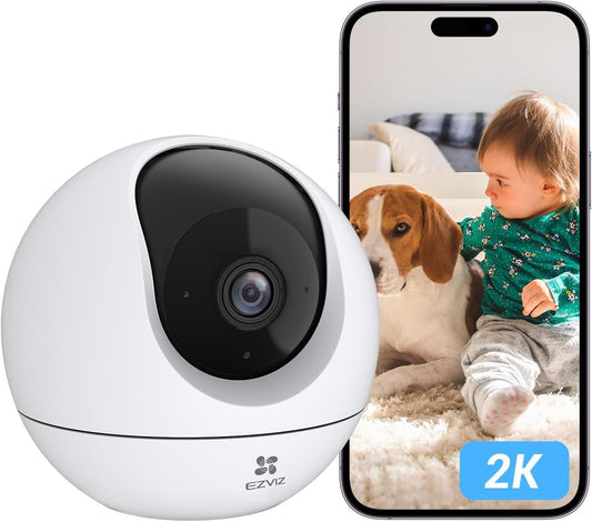 EZVIZ Indoor Security Camera, Pan/Tilt Wi-Fi Camera, 2K 3MP Home Camera, Pet/Baby Monitor, Color Night Vision, Smart Tracking, Human Detection, 2-Way Talk, Privacy Shutter, 512G SD/iCloud, Alexa, C6c
