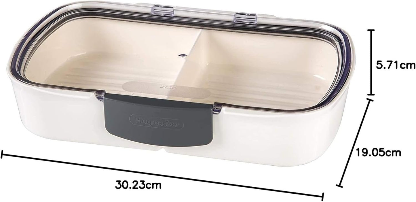 Prepworks Split Deli ProKeeper Air Tight Silicone Sealed Food Storage Container with Clear Dry Erase Compatible Lid, 11.75 Inches Long