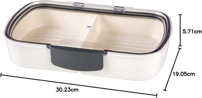 Prepworks Split Deli ProKeeper Air Tight Silicone Sealed Food Storage Container with Clear Dry Erase Compatible Lid, 11.75 Inches Long