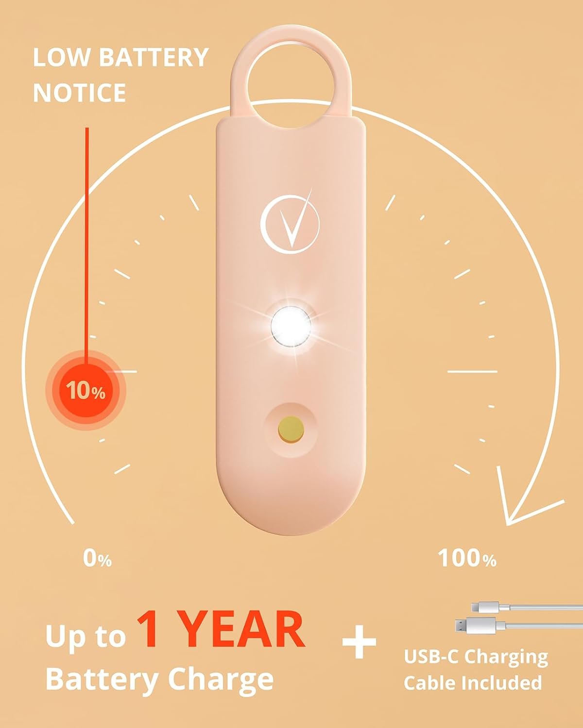 Vantamo Personal Alarm with Strobe LED Light, Extra Loud 130dB Self Defense Keychain with 2 Dynamics, Unique Safety Keychain for Women with Keyring for Bag or Backpack & Low Battery Notice
