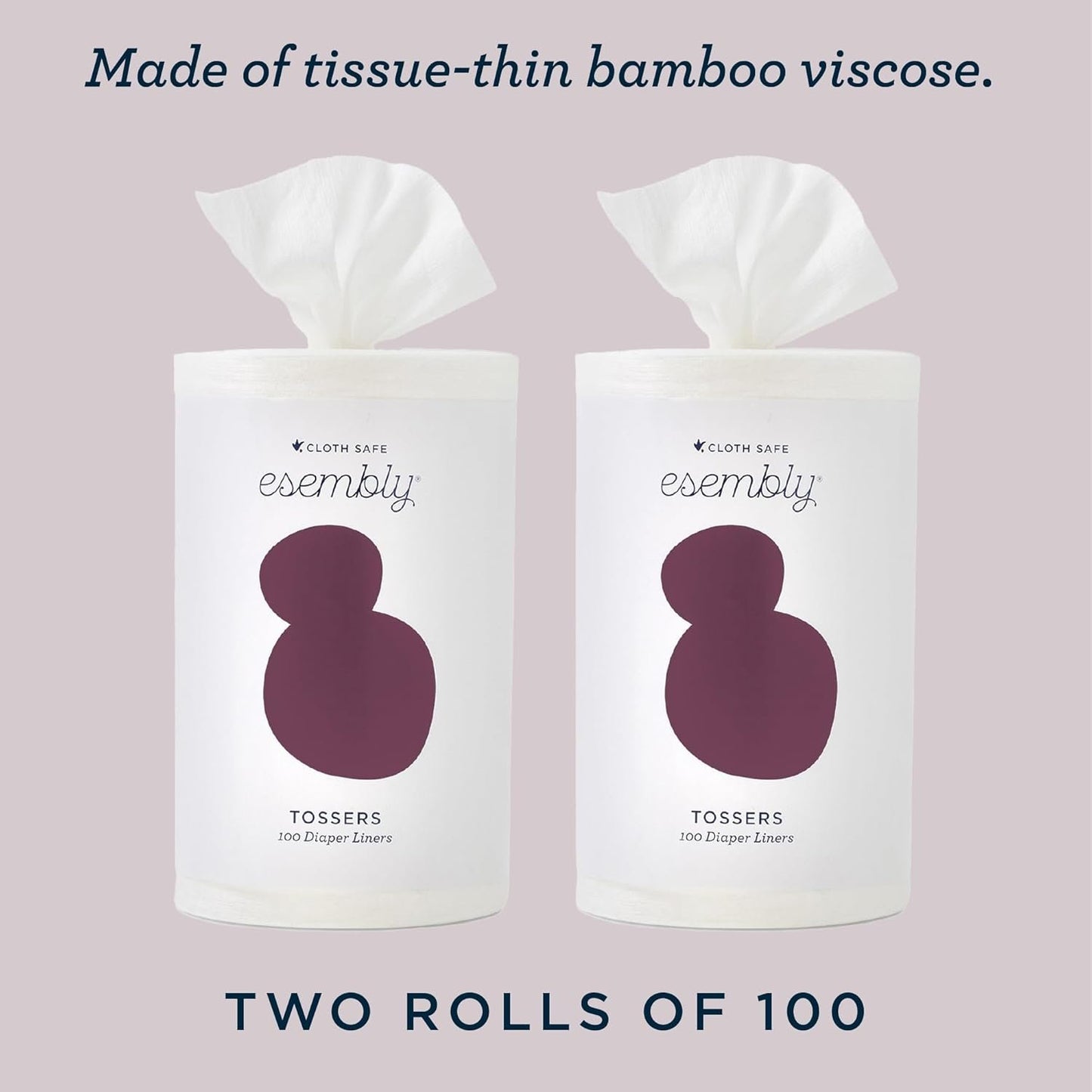 Esembly Tossers, Cloth Diaper Disposable Bamboo Liner, Fragrance-Free and Chlorine-Free, One Size, 200 Liners (2-Pack)