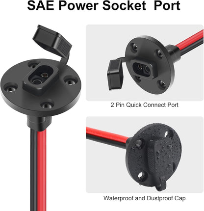 Linkstyle 4PCS 10AWG SAE to SAE Extension Cables, 1FT Solar Panel Battery Charger Power Socket Extension Cables with Ring Terminals