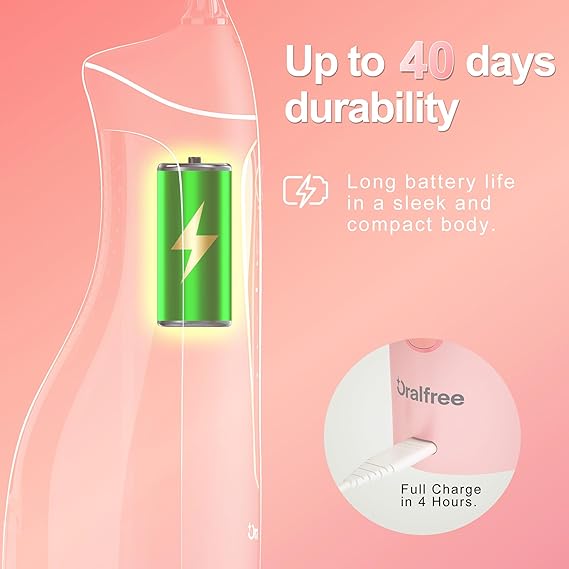 Oralfree Water flosser Teeth Picks - Dental Braces Cordless Oral Irrigator Portable Rechargeable Travel Irrigation Cleaner IPX7 Waterproof Electric Professional Flossing Teeth Cleaning for Home