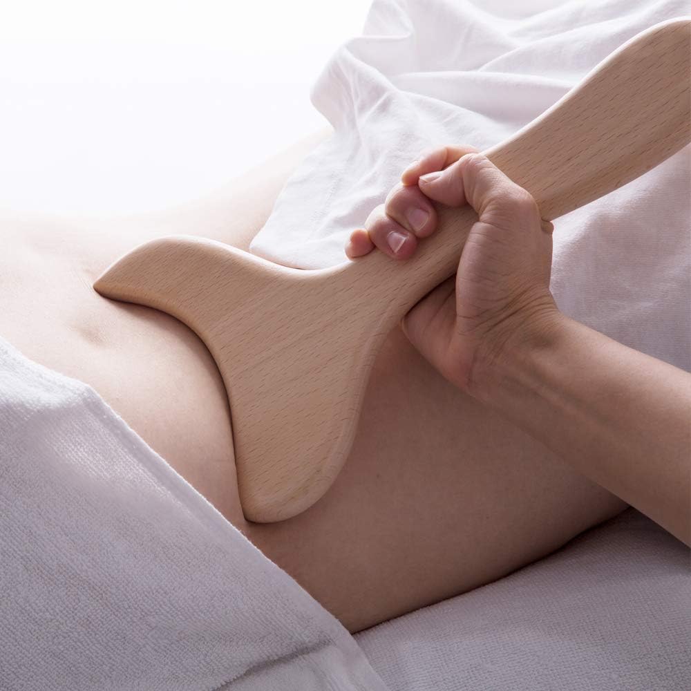 Allshow Wooden Gua Sha Tools Professional Lymphatic Drainage Tool Wood Therapy Massage Tools for Maderoterapia (Burlywood)