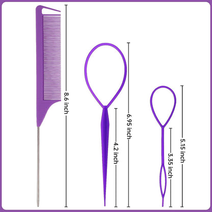 Hair Clips, Tail Braid Tool, Hair Styling Accessories, Tail Comb, Antistatic Carbon Fiber Hectines, Styling Combs, for Hairdressers and Home (8 Pieces)