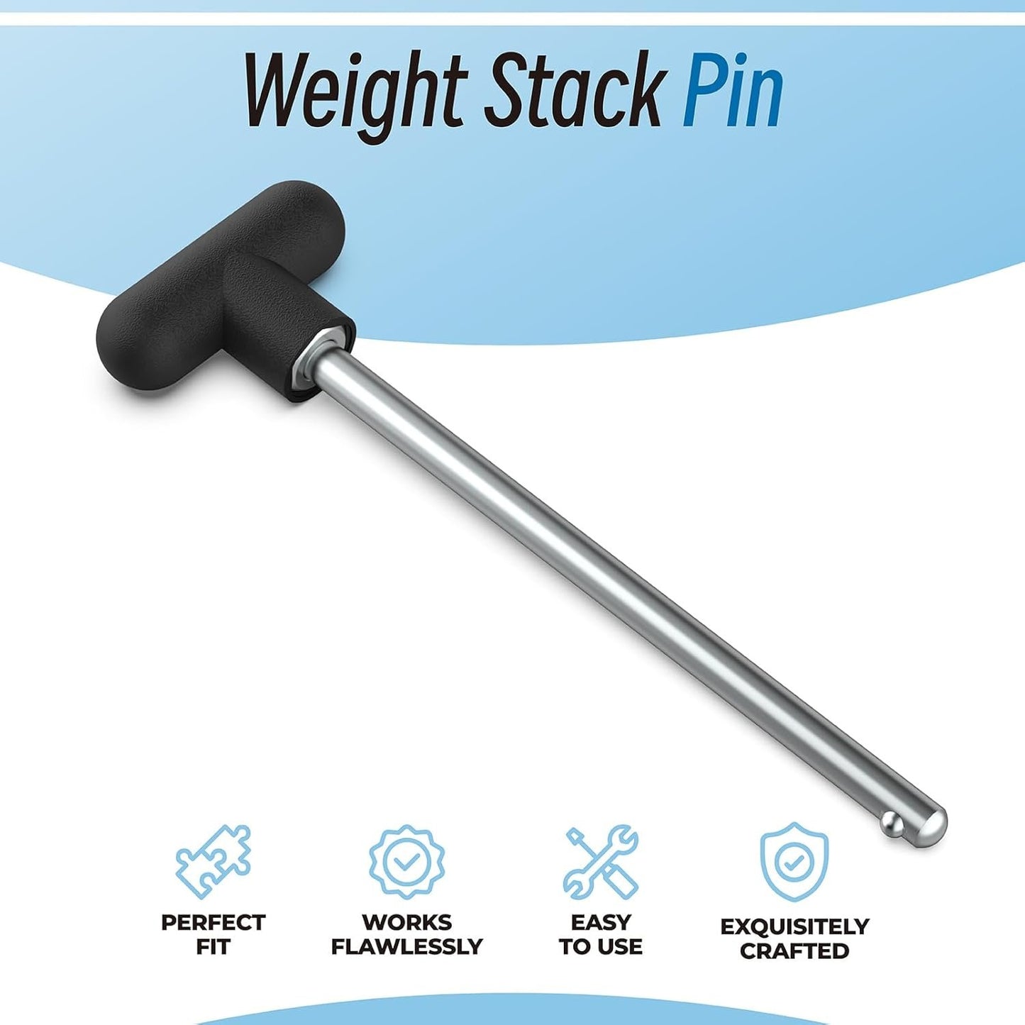 Sconva Weight Stack Pin Replacement, Pin Tensile 3/8" Diameter 5-1/2" Locking Space Universal Workout Equipment Weight Stack Selector Pin for Home Gym Exercise Machine Parts & Accessories (Pack of 2)