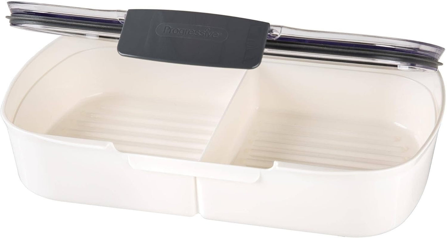 Prepworks Split Deli ProKeeper Air Tight Silicone Sealed Food Storage Container with Clear Dry Erase Compatible Lid, 11.75 Inches Long