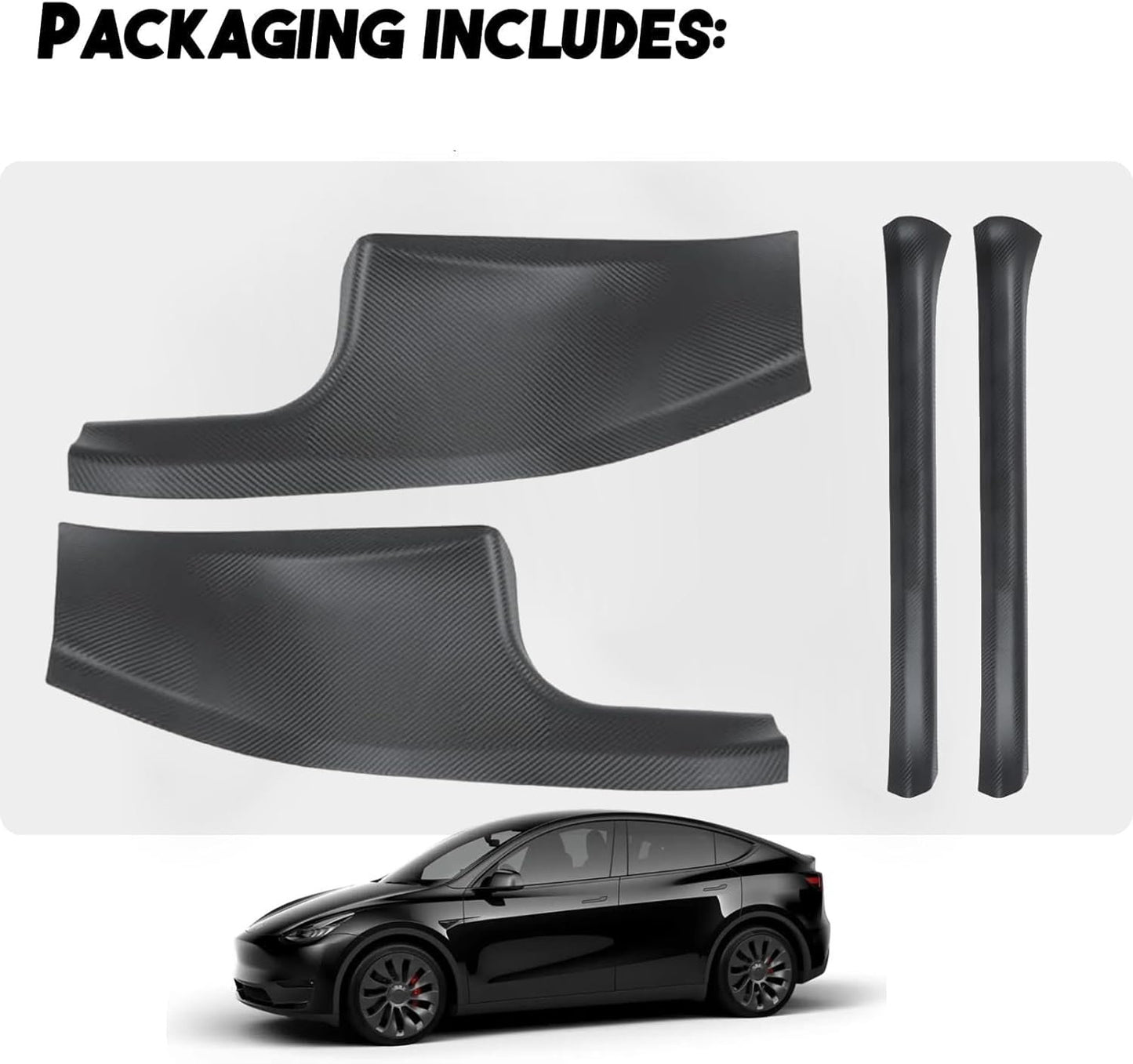 4PCS Door Sill Protector, Full Set Door Sill Protector Compatible with Model Y 5 Seater Interior Accessory 3D Carbon Fiber, Anti-dust Pads Protector Cover Black（Not for 7 Seater）