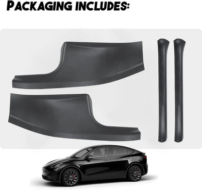 4PCS Door Sill Protector, Full Set Door Sill Protector Compatible with Model Y 5 Seater Interior Accessory 3D Carbon Fiber, Anti-dust Pads Protector Cover Black（Not for 7 Seater）