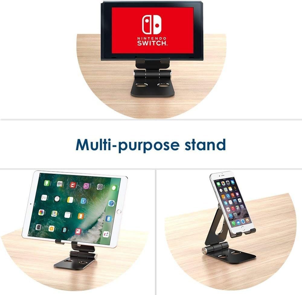 Simpeak Tablet Stand, Dock Holder Compatible for Mobile Phones, Accessories, Office, Other Aluminum Smartphones - Black