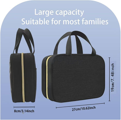 Travel Toiletry Bag with Hanging Hook, Water-Resistant Makeup Cosmetic Bag Travel Organizer for Travel-Sized Shampoo, Conditioner, Brushes Set, Makeup Accessories, Black