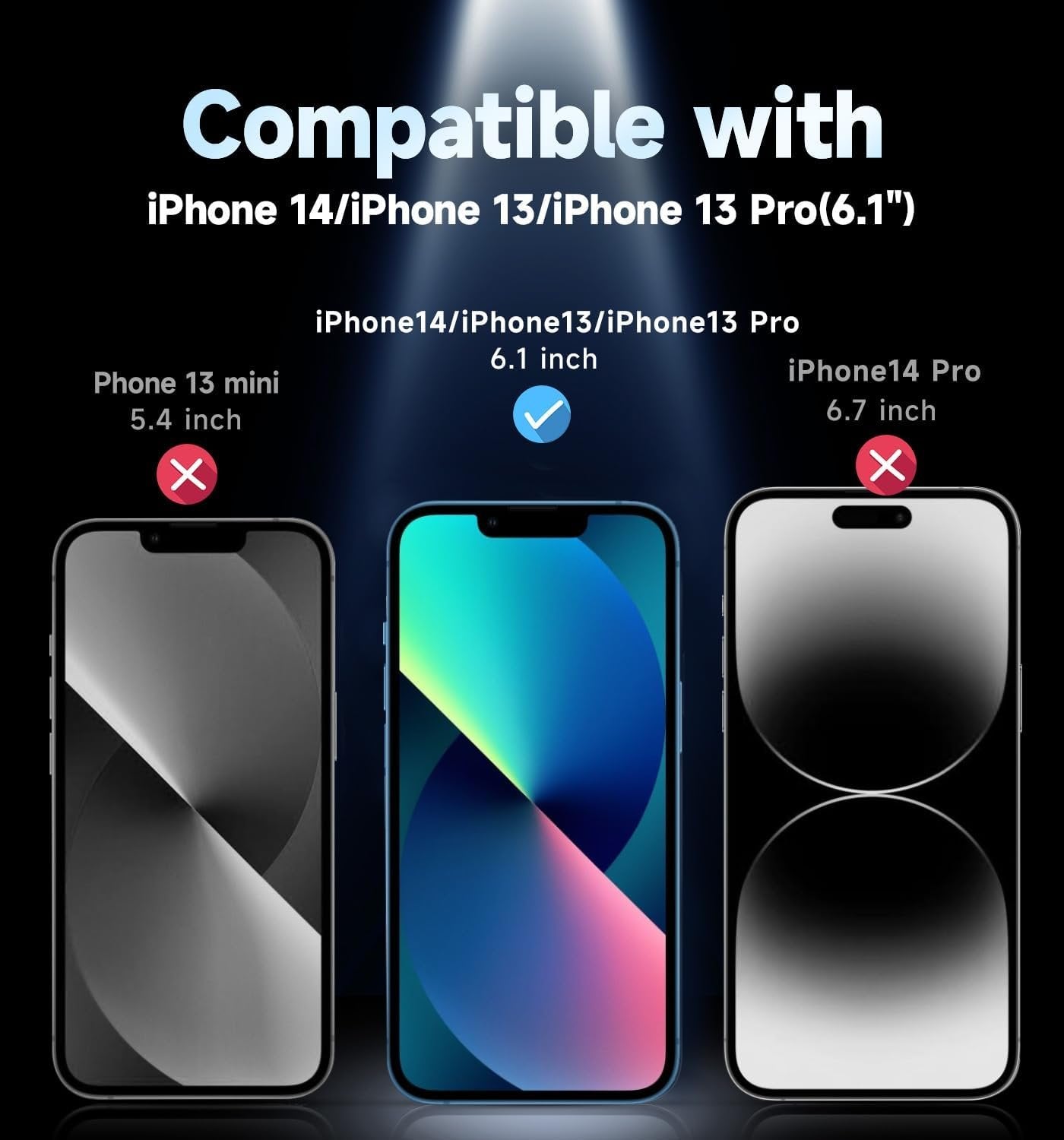 MAGIC JOHN 2 Pack for iPhone 13/13Pro/14 6.1 inch Privacy Glass Screen Protector, Auto Dust-Elimination,Easy Installation