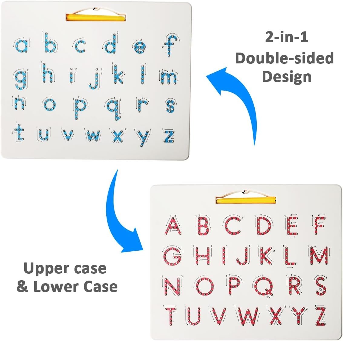 Magnetic Letter Board Learning Toys: Dreampark Double-Sided with Stylus Montessori ABC Learning Toys for Kids Ages 3+ Alphabet Tracing Board & Travel Educational Gift
