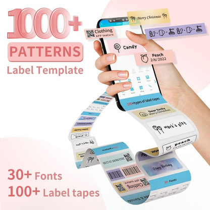 Label Maker Machine, Phomemo D30 Portable Bluetooth Label Printer with Tape Label Maker Handheld, Multiple Templates Available for Smartphone Easy to Use for Office Home Organization USB Rechargeable