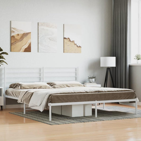 Lechnical Giroletto con Testiera Metallo Bianco 183x213 cm,Mobili,Letti e Accessori,Letti e telai per Letti