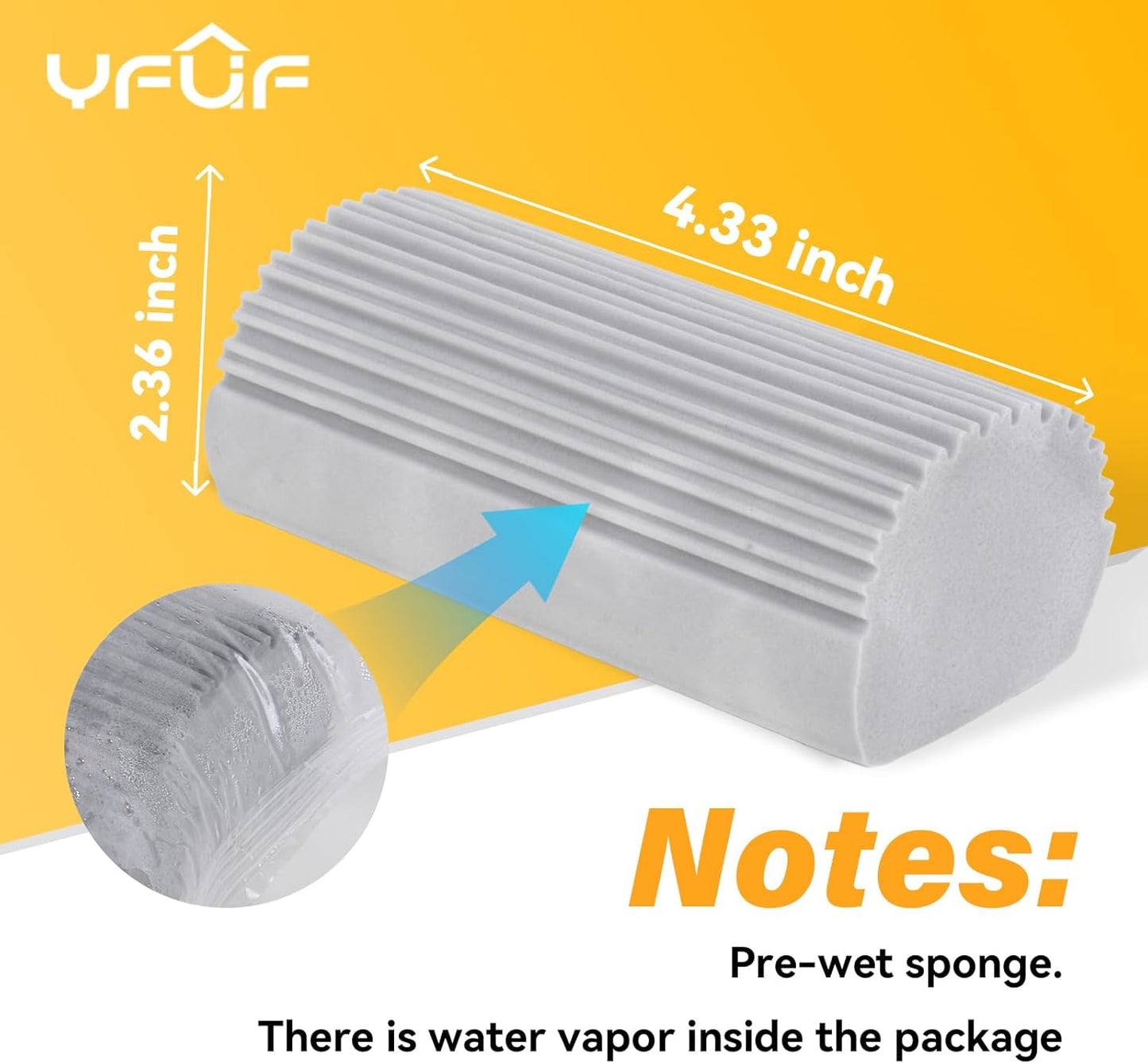 2-Pack Damp Clean Duster Sponge, Magic Cleaning Sponge Baseboard Cleaner Duster Sponge Tool, Dusters for Cleaning Baseboards, Vents, Mirrors, Ceiling Fan & Cobweb, No Dust Flying and Spreading…