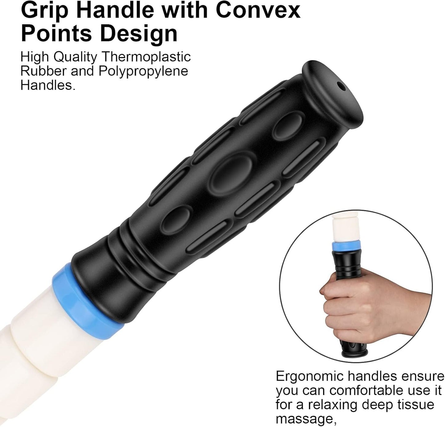 iGreely Premium Muscle Roller The Ultimate Massage Roller Stick 17 Inches Recommended by Physical Therapists Promotes Recovery Fast Relief for Cramps Soreness Tight Muscles White(bendable)
