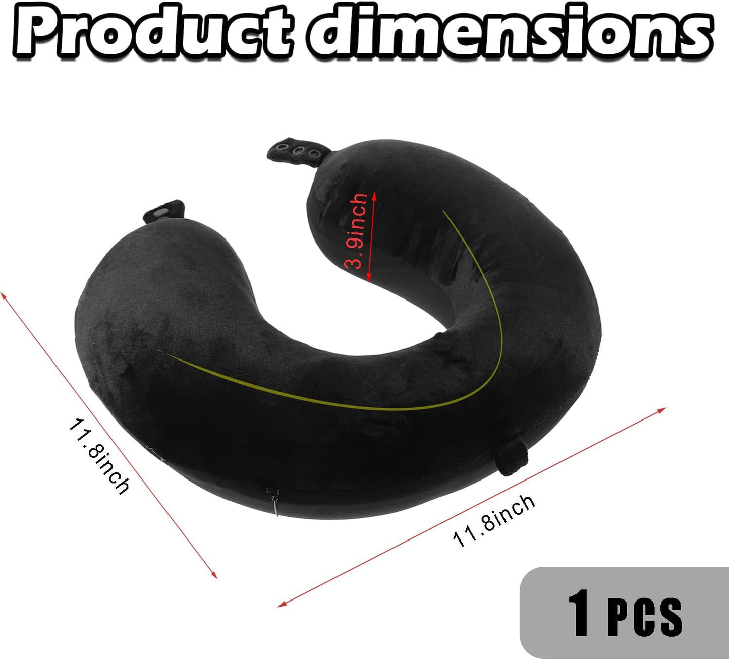 Travel Neck Pillow - Memory Foam Airplane Pillow, Soft Adjustable for Comfort on Planes, Cars, Home Recliners, Black